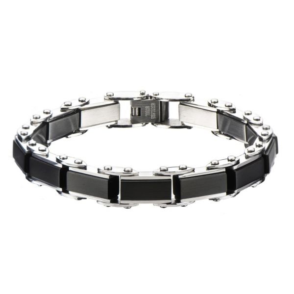 Bracelet réversible IP noir pour hommes