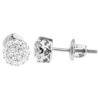 925 Argent Sterling Bling Zircone Boucles d'oreilles 6,5mm 925 Argent Sterling Bling Zircone Boucles d'oreilles 6,5mm