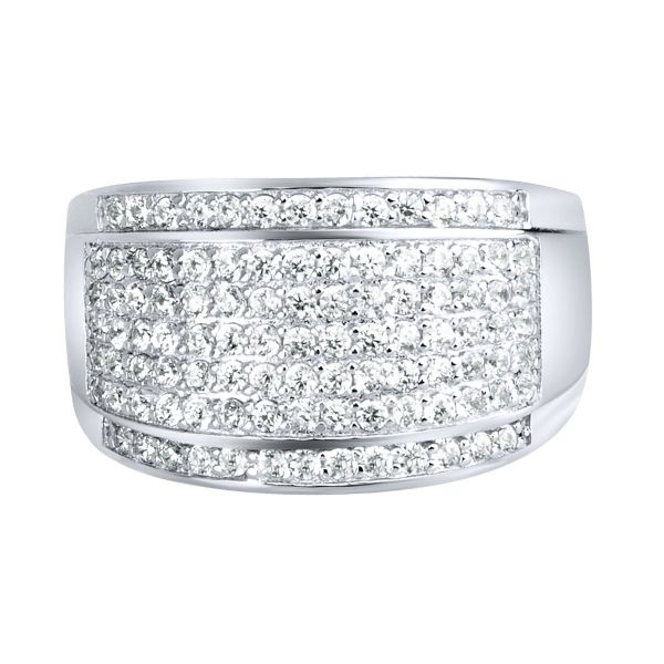 Sterling 925 Argent Pave Bague - ROUND ICE