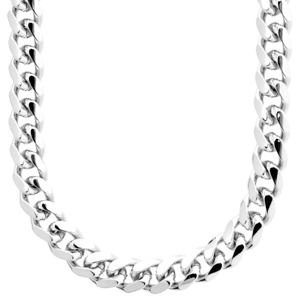 Iced Out Bling MIAMI Curb Collier - 10mm argent