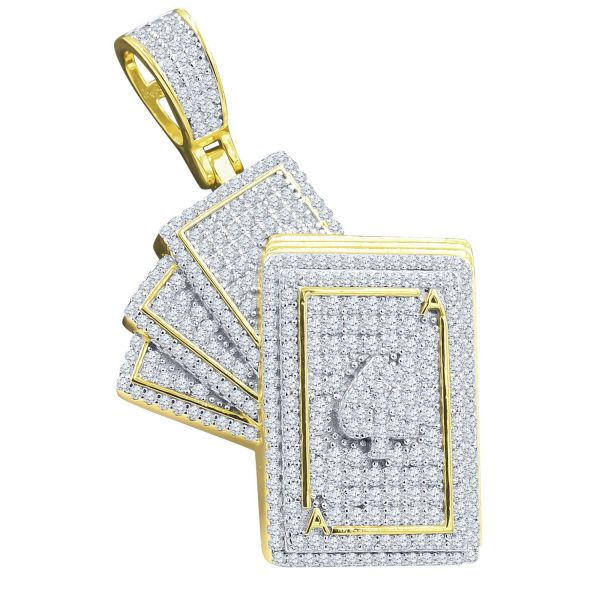 Iced Out 925 Sterling Silber 3D Anhänger - POKER gold