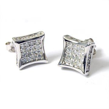 Sterling 925 Silver Earrings - ALL ICE 10mm