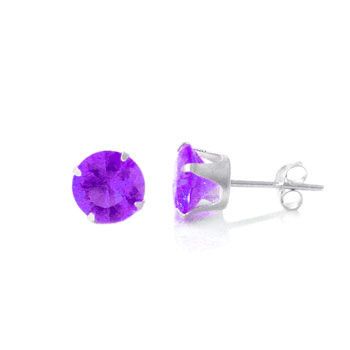 925 Sterling Silver Ear Stud - round / purple