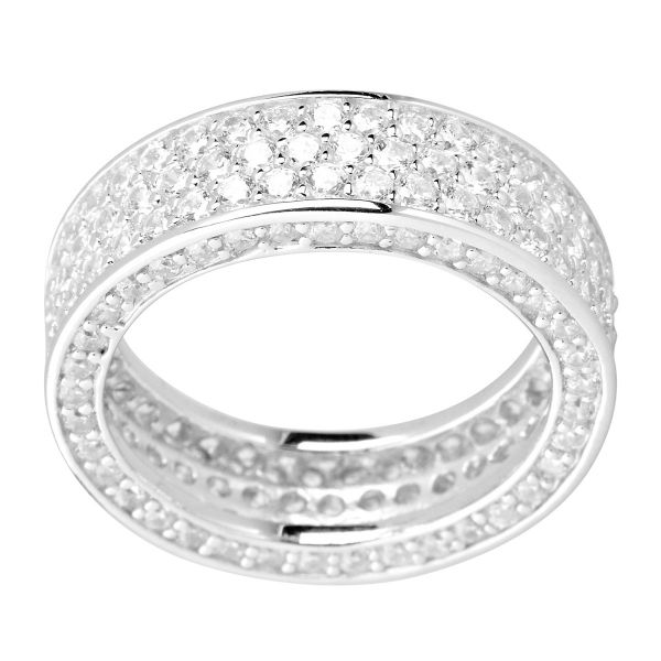 Sterling 925er Silber Pave Ring - THREE CZ LINES