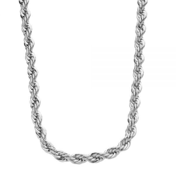 Iced Out Bling Hip Hop Rope Chaîne - 4mm - argent