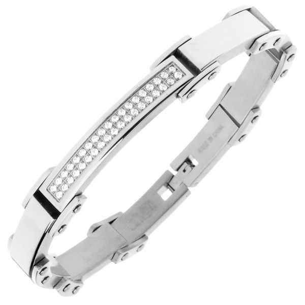 Iced Out Edelstahl Micro Pave CZ Armband - 8mm silber