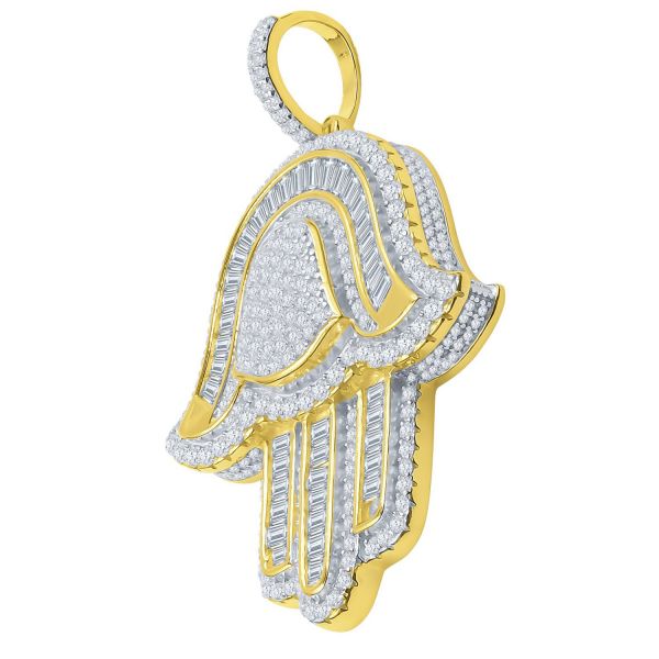 925 Sterling Silber 3D Anhänger - HAMSA gold