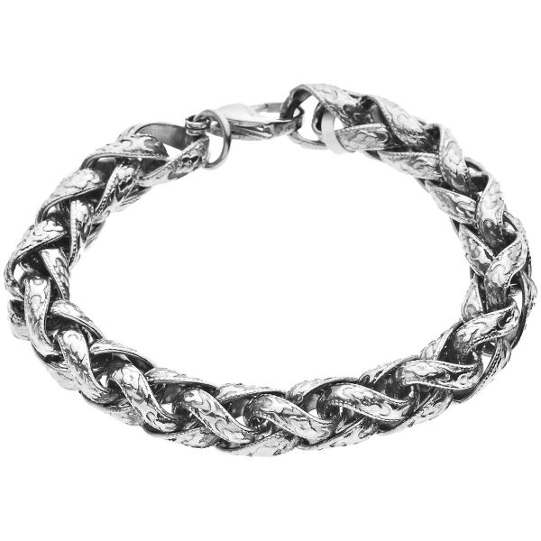 Bracelet antique en acier inoxydable - argent 10mm