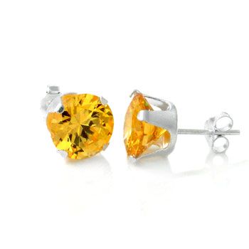 925 Sterling Argent Clou d'oreille - circulaire / jaune