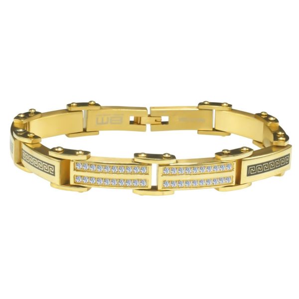 Iced Out Edelstahl Micro Pave CZ Armband - 10mm gold