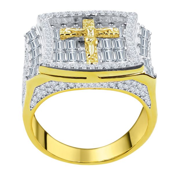 L'argent 925 Sterling Iced Out Bagues - JESUS CROSS