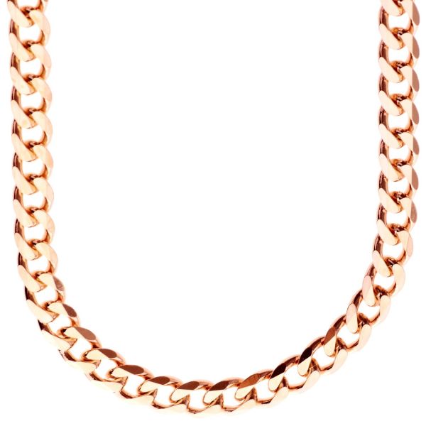 925 Sterling Silver Bling Chain - CURB 7.4mm rose gold