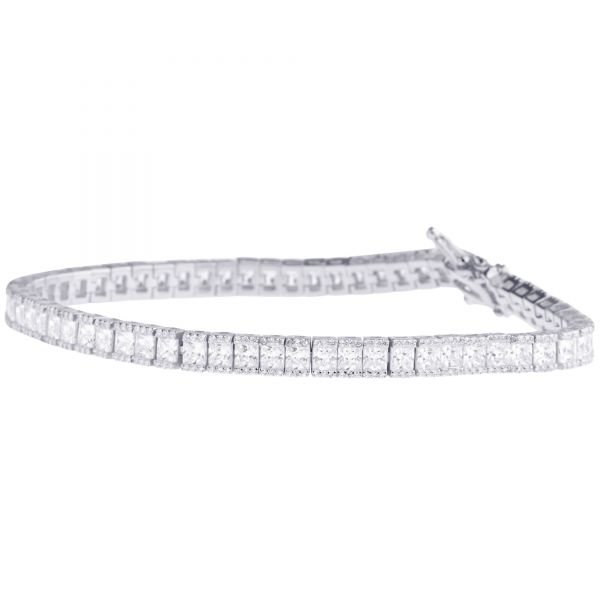 Sterling 925er Silber Square CZ Tennis Armband 5mm