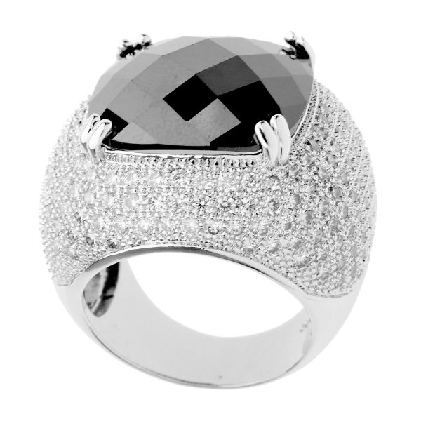 Iced Out Bling Micro Pave Bague - ROSE CUT noir