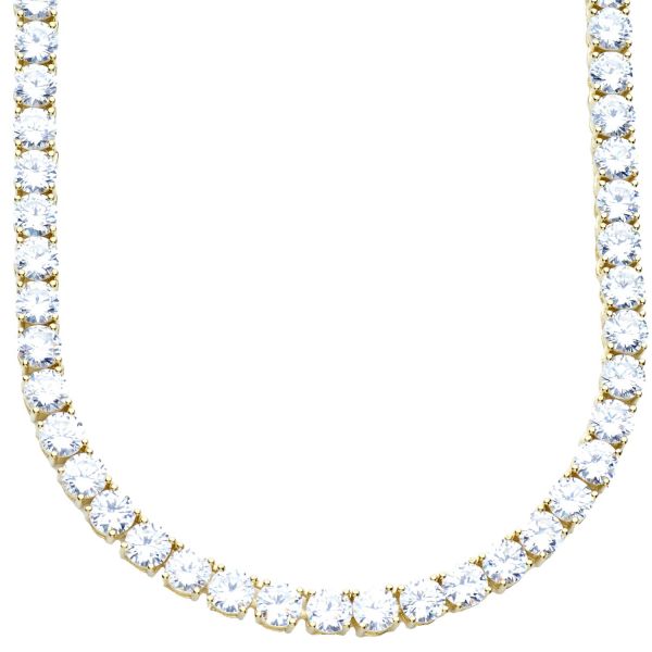 Premium Bling - Sterling 925 Argent CZ Chaîne - 5mm gold