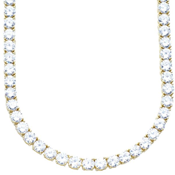 Premium Bling - Sterling 925 Argent CZ Chaîne 5mm gold 45cm