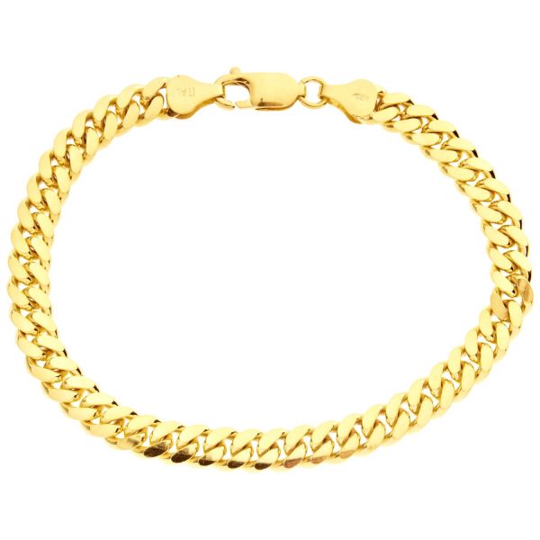 Sterling 925 Argent Gourmette Bracelet - MIAMI 6mm gold